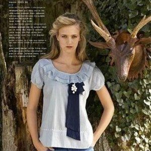 Vintage Anthropologie Lithe Blue Peter Rabbit blouse size 4 (Small) NWOT